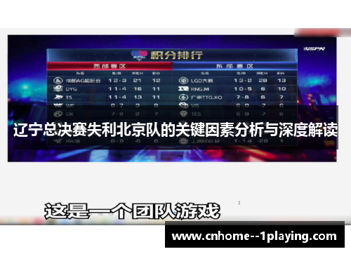 辽宁总决赛失利北京队的关键因素分析与深度解读 辽宁总决赛失利北京队的关键因素分析与深度解读